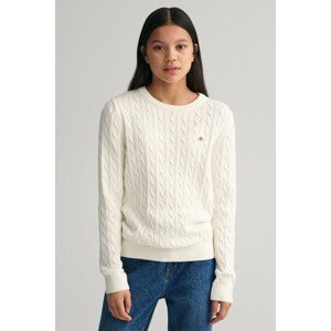 SVETER GANT SHIELD COTTON CABLE C-NECK biela 134/140