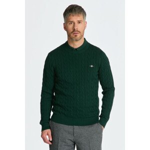 SVETER GANT COTTON CABLE C-NECK zelená 4XL