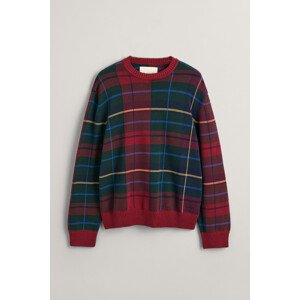 SVETER GANT TARTAN JACQUARD C-NECK PLUMPED RED