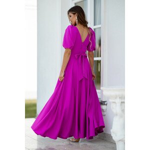 Purpurové spoločenské šaty s balónovými rukávmi Veľkosť: XXXL