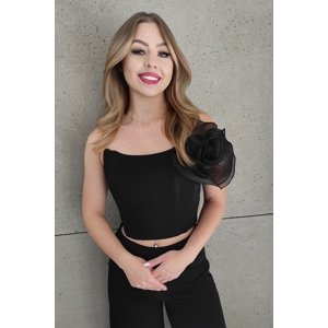 Čierny krátky korzet s ružou Veľkosť: L