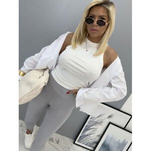 Vrúbkovaný biely top TORA veľkosť: one size