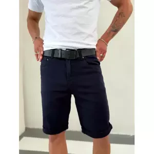 Tmavomodré pánske džínsové bermudy s opaskom veľkosť: 38