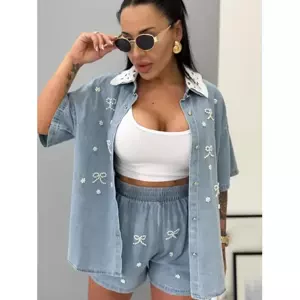 Elegantný denim komplet s korálkami VERUS veľkosť: one size