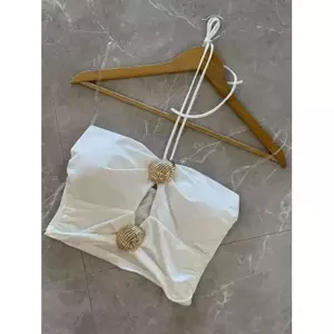 Crop-top na viazanie za krkom s vypchávkami CAMILA veľkosť: one size
