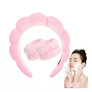Súprava kozmetických čeleniek na hlavu a zápästia farba: pink