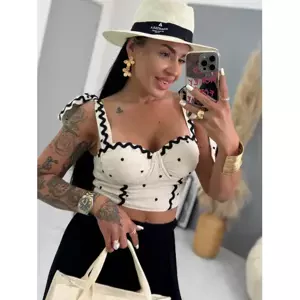 Béžový ľanový top s vypchávkami NANCY veľkosť: one size