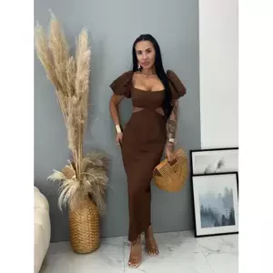 Dlhé cut-out šaty s balónovými rukávmi DALLAS veľkosť: M
