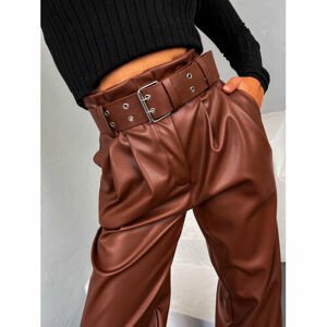 Široké koženkové nohavice s opaskom JUNE veľkosť: S