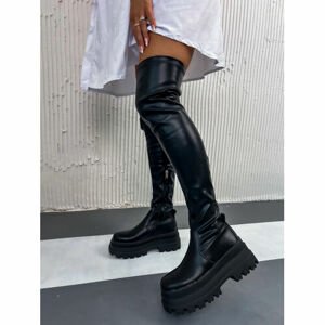 Čierne čižmy nad kolená SHEIRA veľkosť: 37