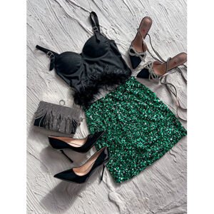 Zelená flitrovaná sukňa PAMMY veľkosť: one size